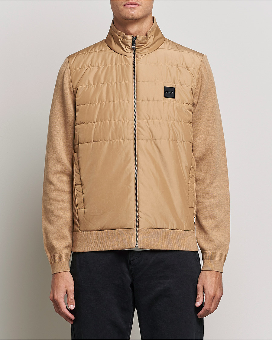 Homme | Pulls Et Tricots | BOSS BLACK | BOSS Lavando Hybrid Full Zip Medium Beige
