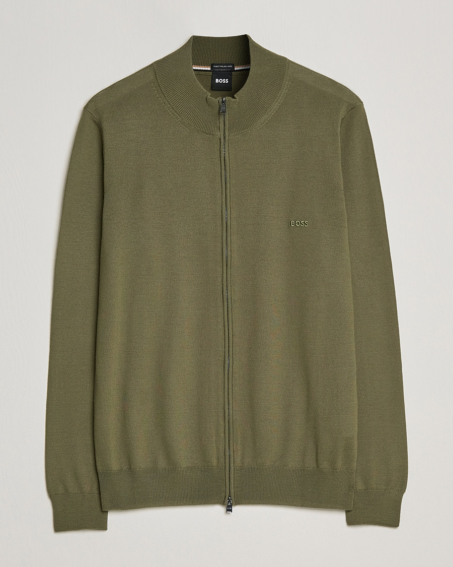Homme | Pulls Et Tricots | BOSS BLACK | Balonso Full Zip Sweater Open Green