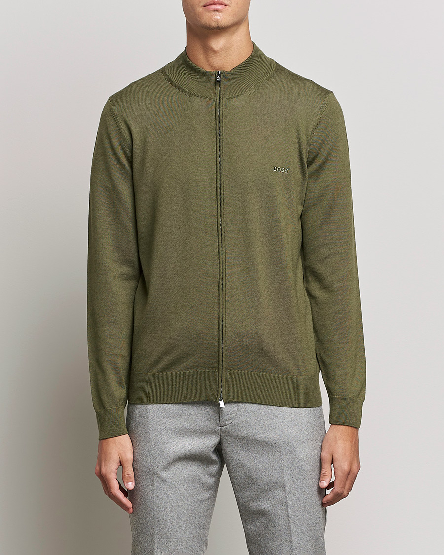 Homme | Pulls Et Tricots | BOSS BLACK | Balonso Full Zip Sweater Open Green