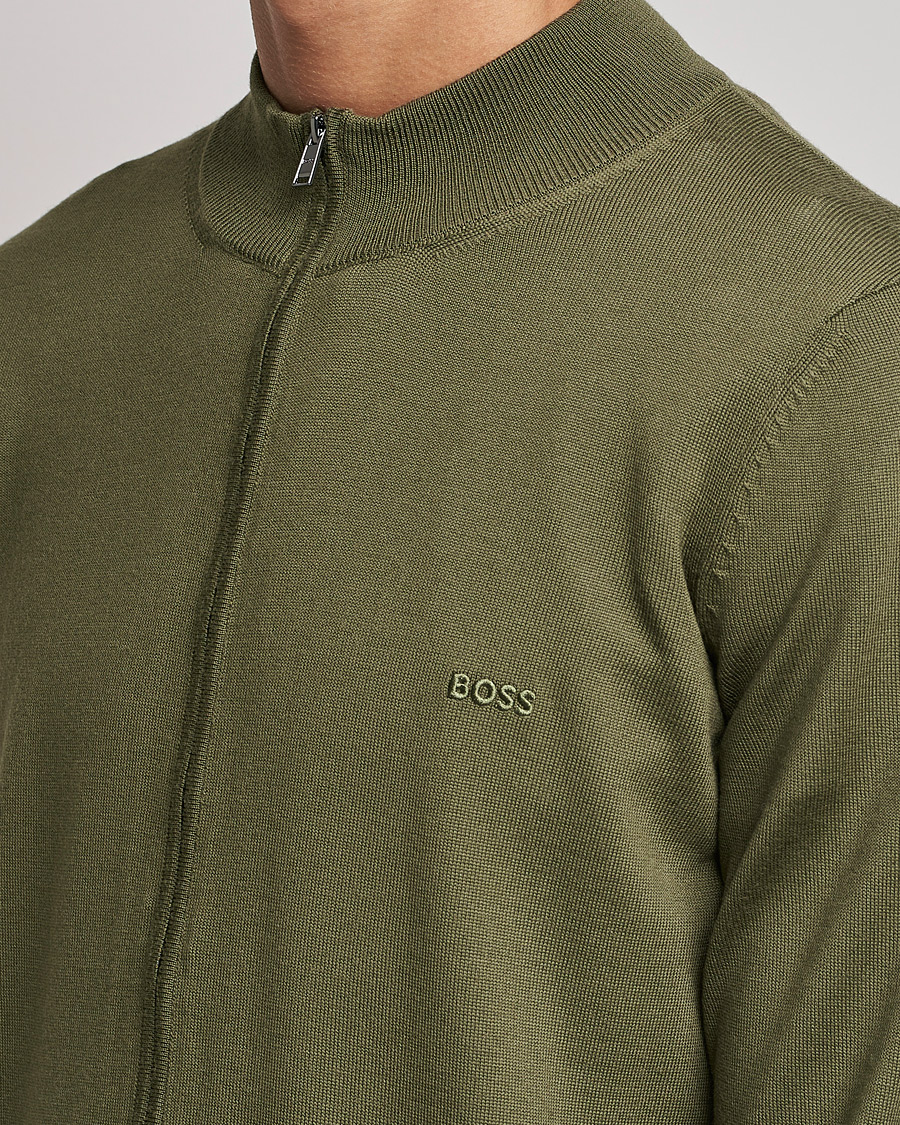 Homme | Pulls Et Tricots | BOSS BLACK | Balonso Full Zip Sweater Open Green