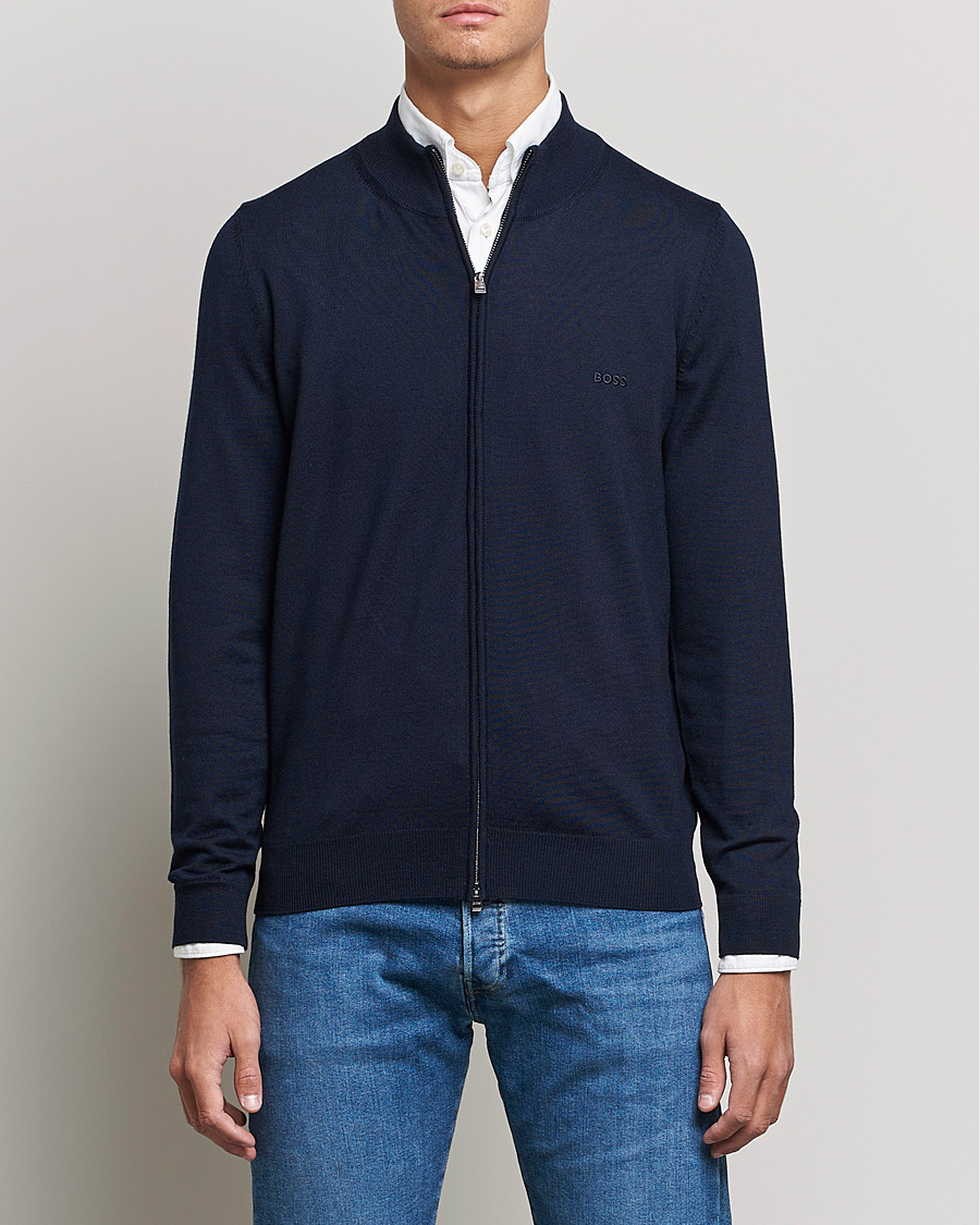 Homme | Pulls Et Tricots | BOSS BLACK | Balonso Full Zip Sweater Dark Blue