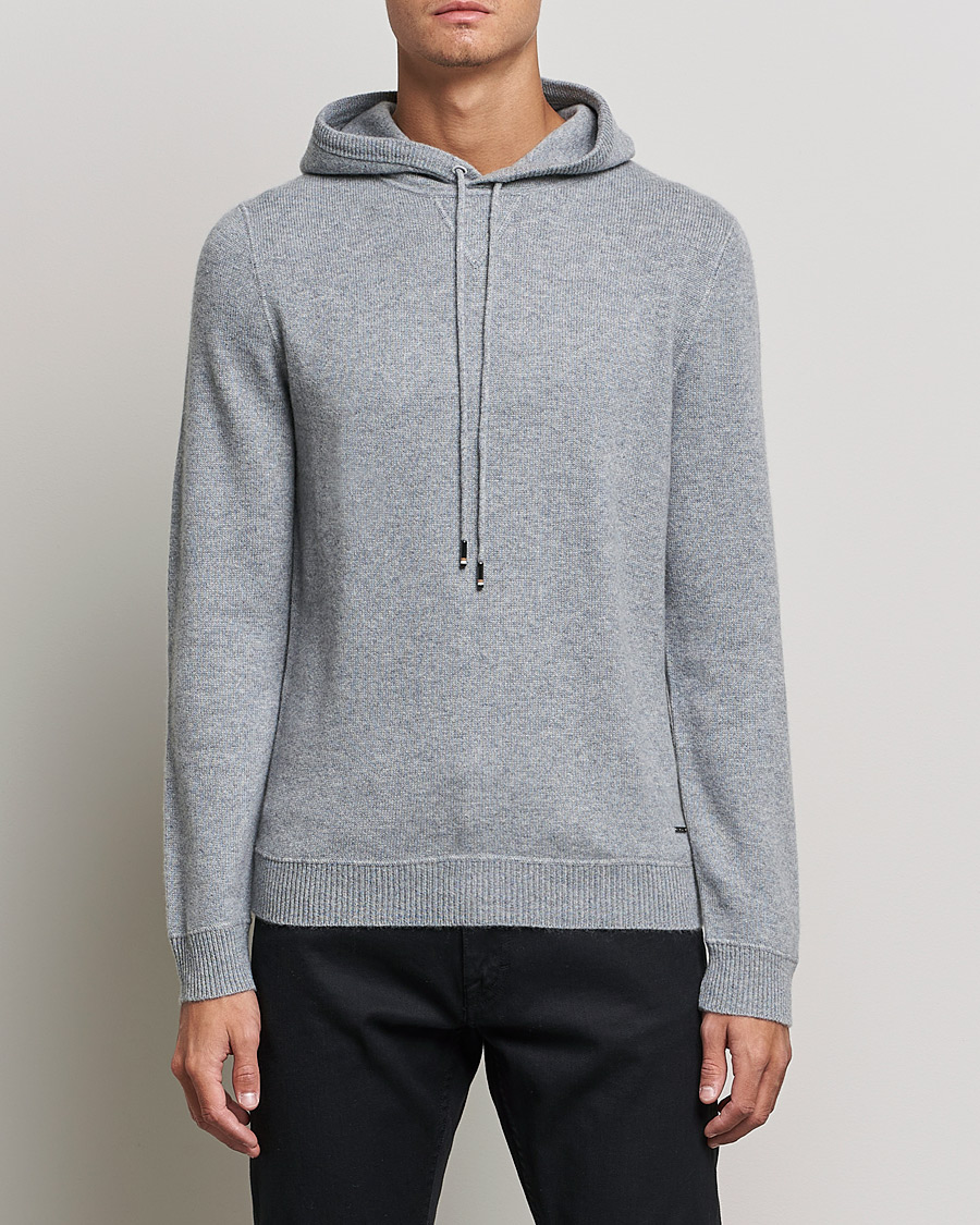 Homme | Pulls Et Tricots | BOSS BLACK | BOSS Tailored Luxus Cashmere Hoodie Silver