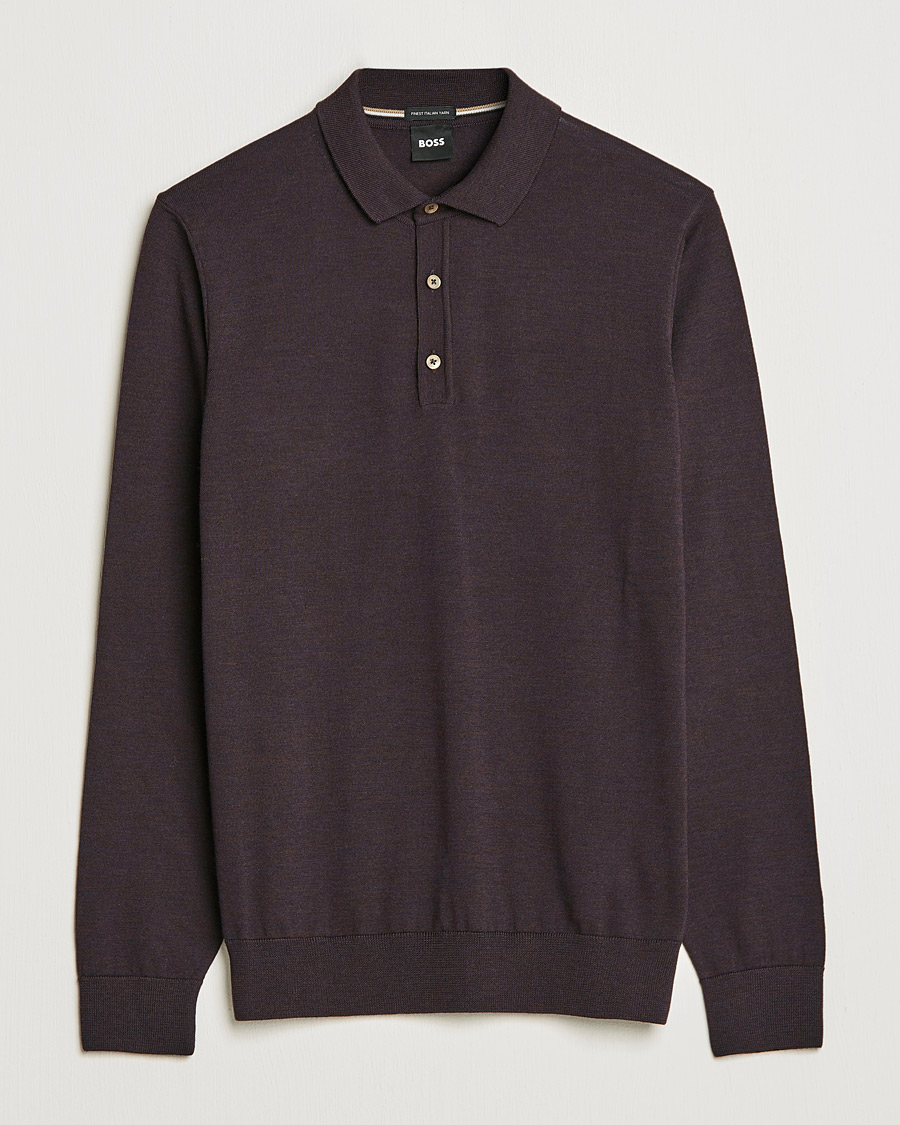 Homme | Pulls Et Tricots | BOSS BLACK | Lancione Merino Knitted Polo Medium Brown