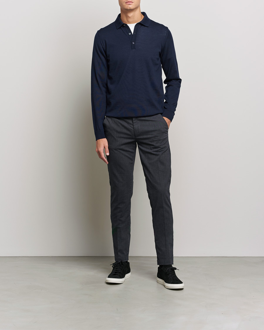Homme | Pulls Et Tricots | BOSS BLACK | Lancione Merino Knitted Polo Dark Blue