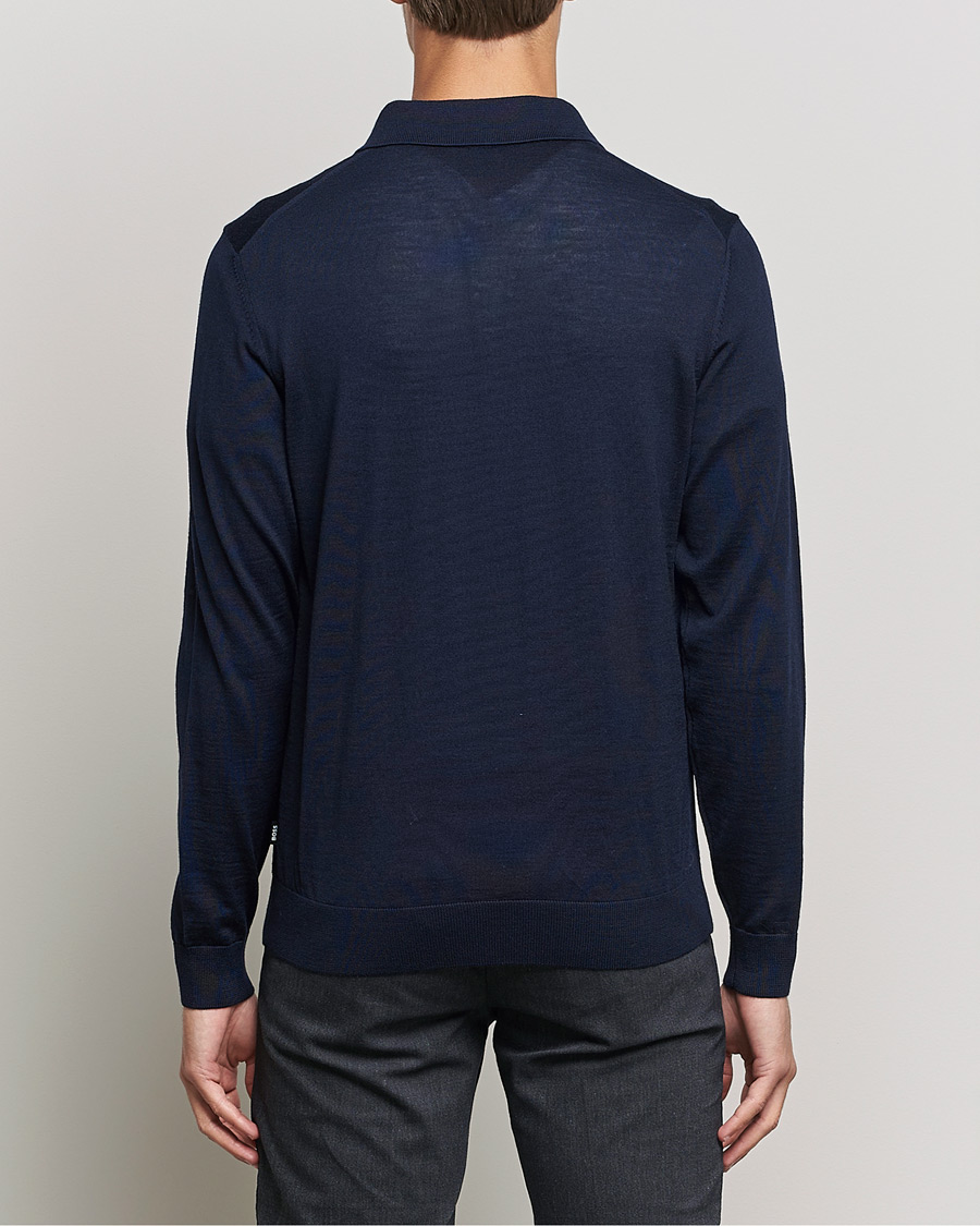 Homme | Pulls Et Tricots | BOSS BLACK | Lancione Merino Knitted Polo Dark Blue
