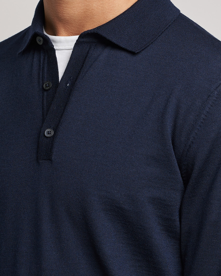 Homme | Pulls Et Tricots | BOSS BLACK | Lancione Merino Knitted Polo Dark Blue