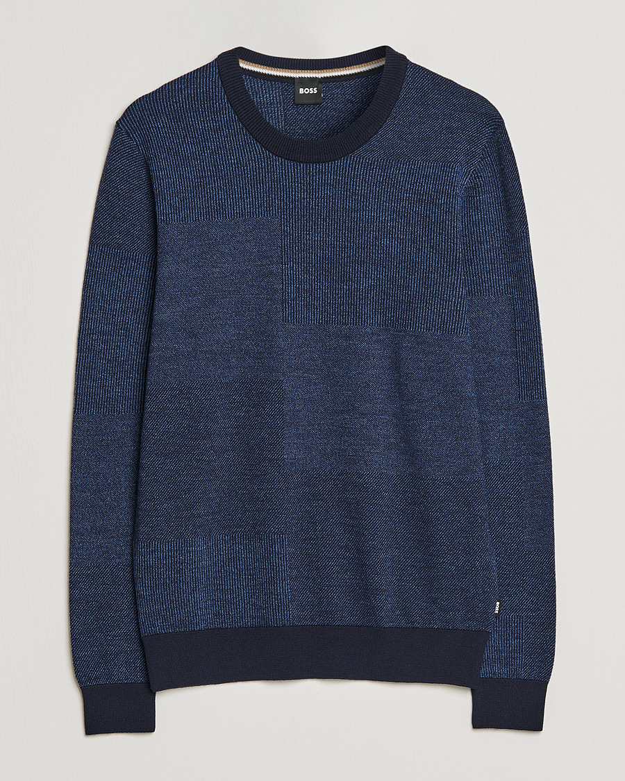 Homme | Pulls Et Tricots | BOSS BLACK | Leugenio Strucktured Block Sweater Dark Blue