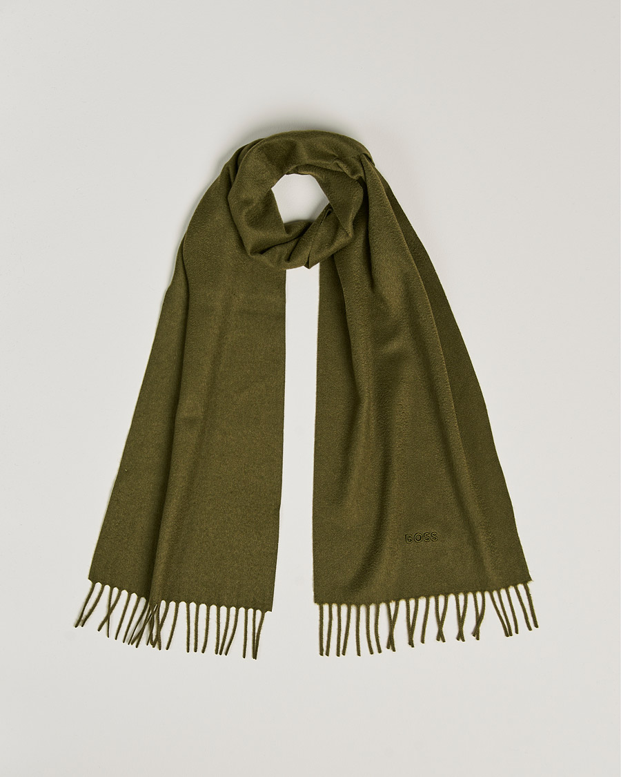 Homme | Scottas Cashmere Scarf Open Green | BOSS BLACK | Scottas Cashmere Scarf Open Green