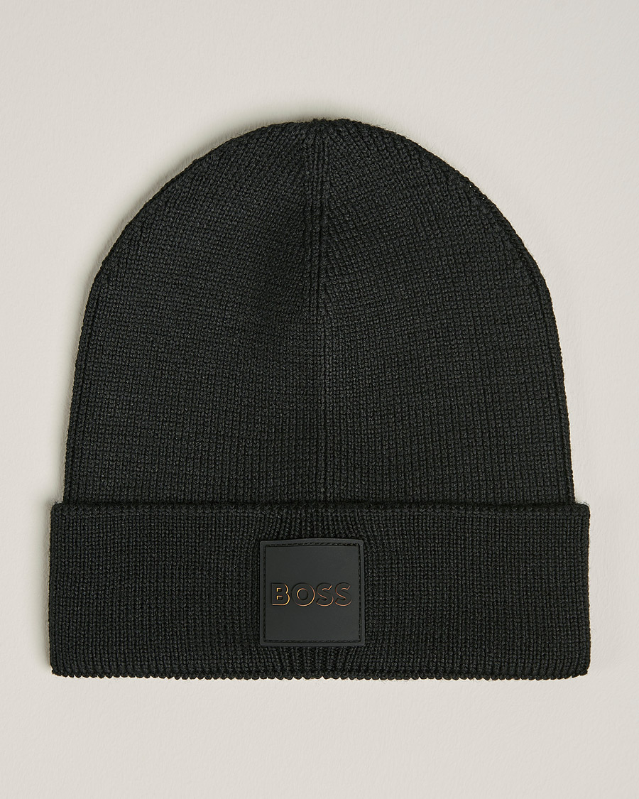 Homme | BOSS Casual Foxxy Logo Beanie Black | BOSS ORANGE | BOSS Casual Foxxy Logo Beanie Black