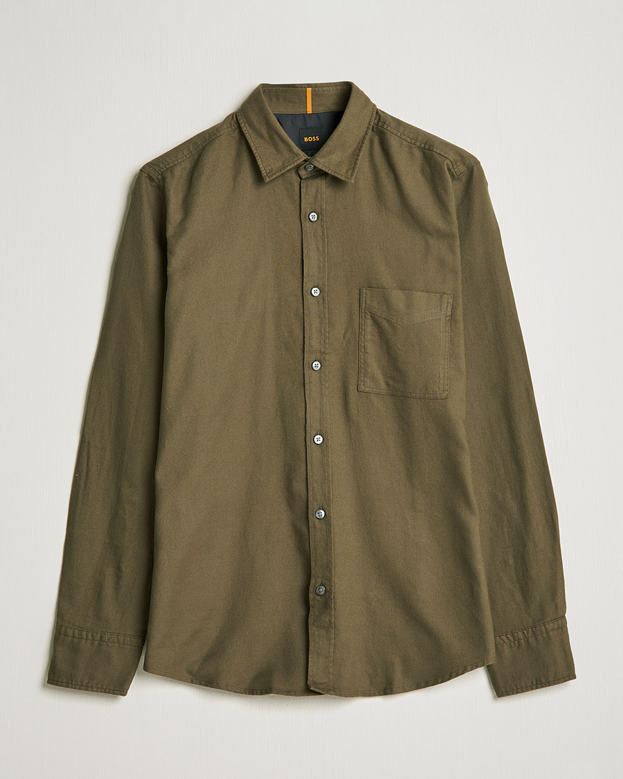 Homme | Chemises | BOSS ORANGE | Relegant Flannel Shirt Dark Green