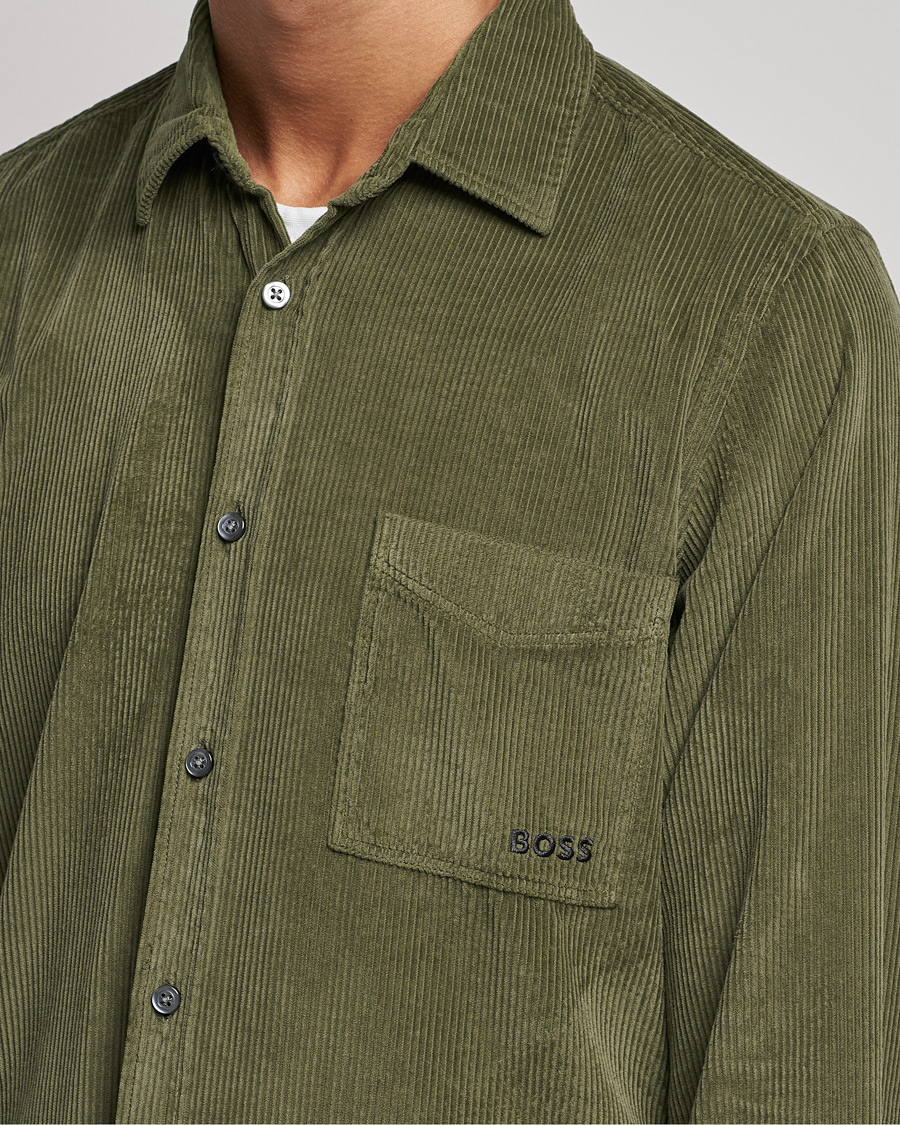 Homme | Chemises | BOSS ORANGE | Relegant Corduroy Shirt Dark Green