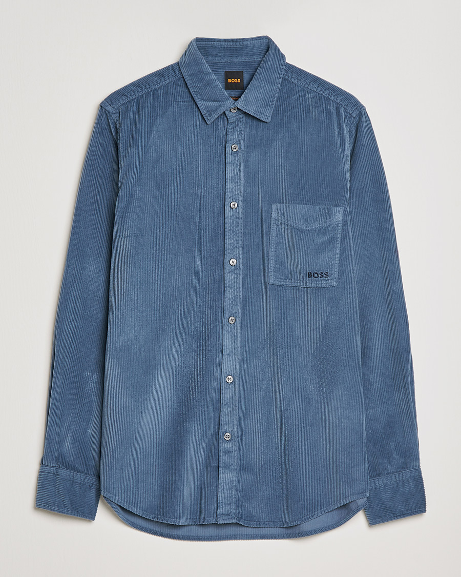Homme | Chemises | BOSS ORANGE | Relegant Corduroy Shirt Bright Blue