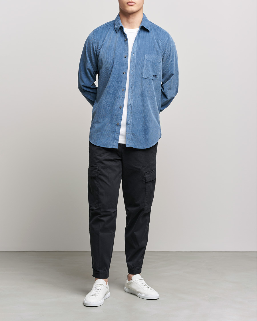 Homme | Chemises | BOSS ORANGE | Relegant Corduroy Shirt Bright Blue