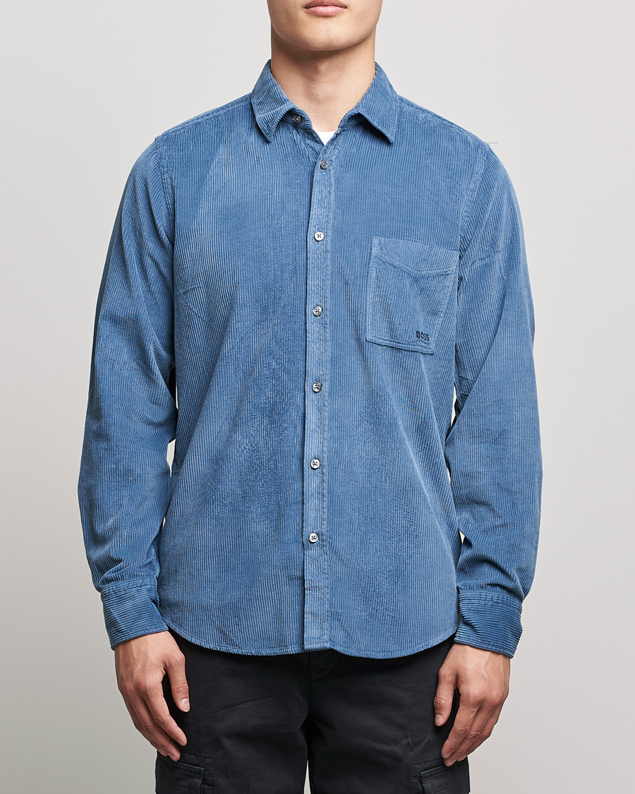 Homme | Chemises | BOSS ORANGE | Relegant Corduroy Shirt Bright Blue