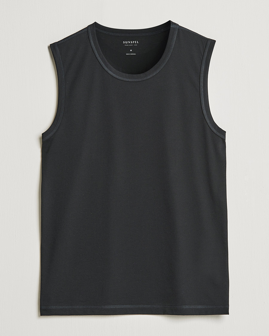 Homme | T-shirts | Sunspel | Active Vest Black