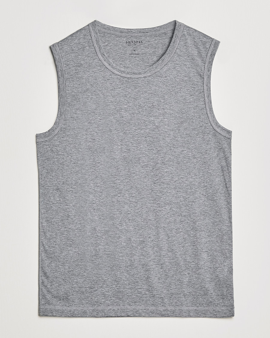 Homme | T-shirts | Sunspel | Active Vest Grey Melange