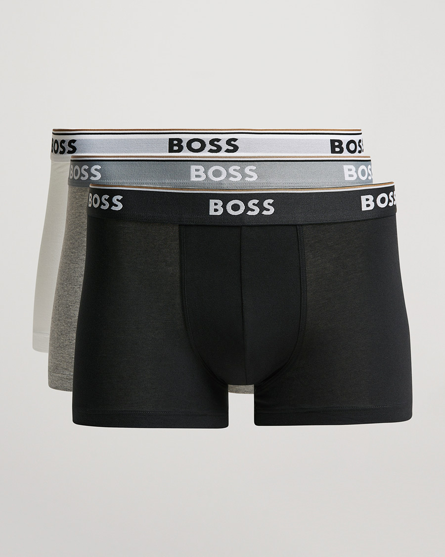 Homme | Sous-Vêtements Et Chaussettes | BOSS BLACK | 3-Pack Trunk Boxer Shorts White/Grey/Black