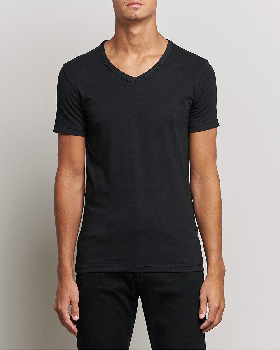 Homme | T-shirts | BOSS BLACK | 2-Pack V-Neck Slim Fit T-Shirt Black