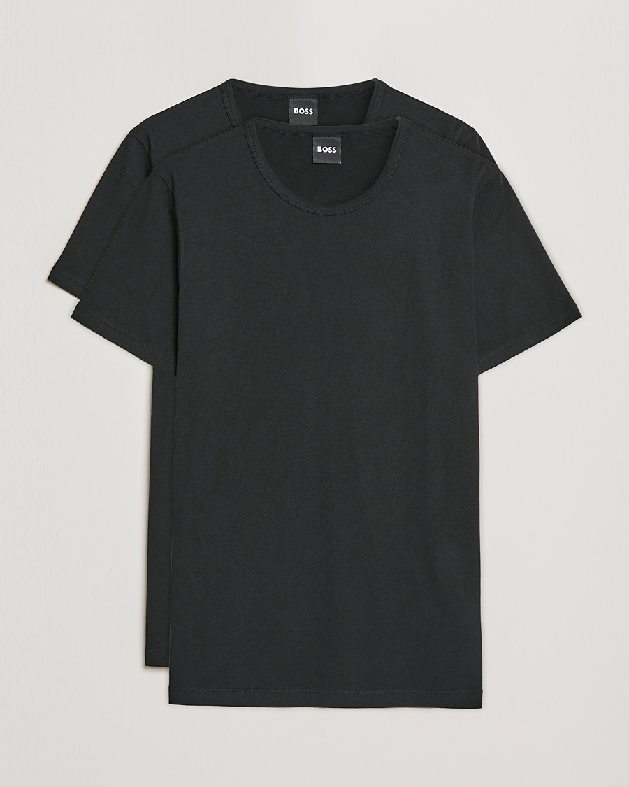 Homme | T-shirts | BOSS BLACK | 2-Pack Crew Neck Slim Fit T-Shirt Black