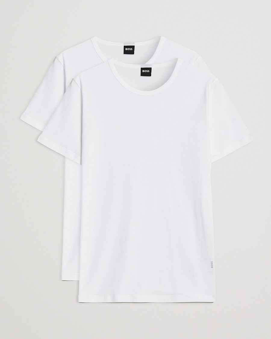 Homme | T-shirts | BOSS BLACK | 2-Pack Crew Neck Slim Fit T-Shirt White