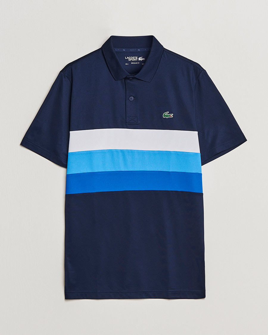 Homme | Polos | Lacoste Sport | Performance Striped Polo Navy Blue