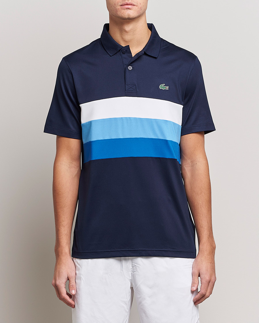 Homme | Polos | Lacoste Sport | Performance Striped Polo Navy Blue