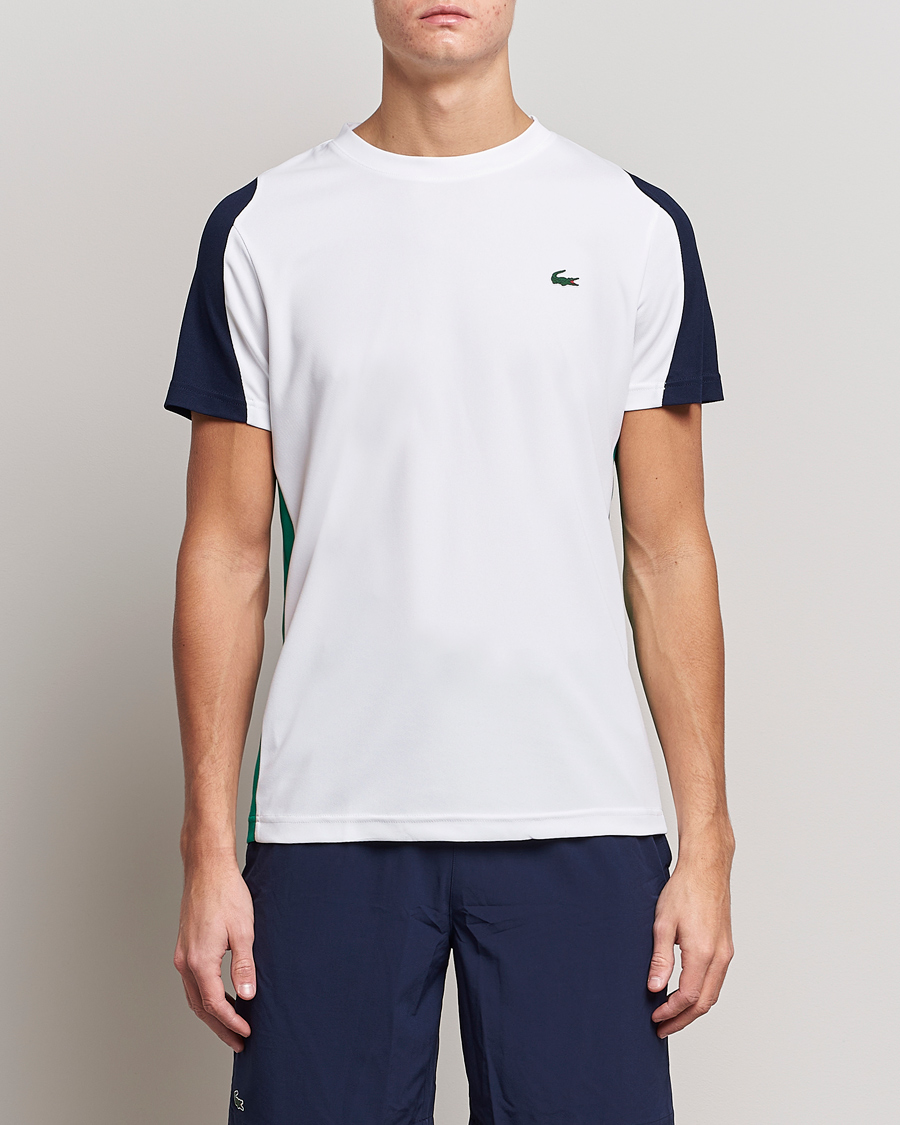 Homme | T-shirts | Lacoste Sport | Performance Crew Neck T-Shirt White/Navy Blue
