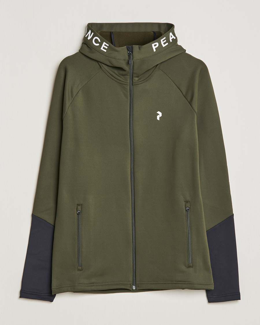 Homme | Pulls Et Tricots | Peak Performance | Rider Zip Fleece Hood Jacket Forest Night Black