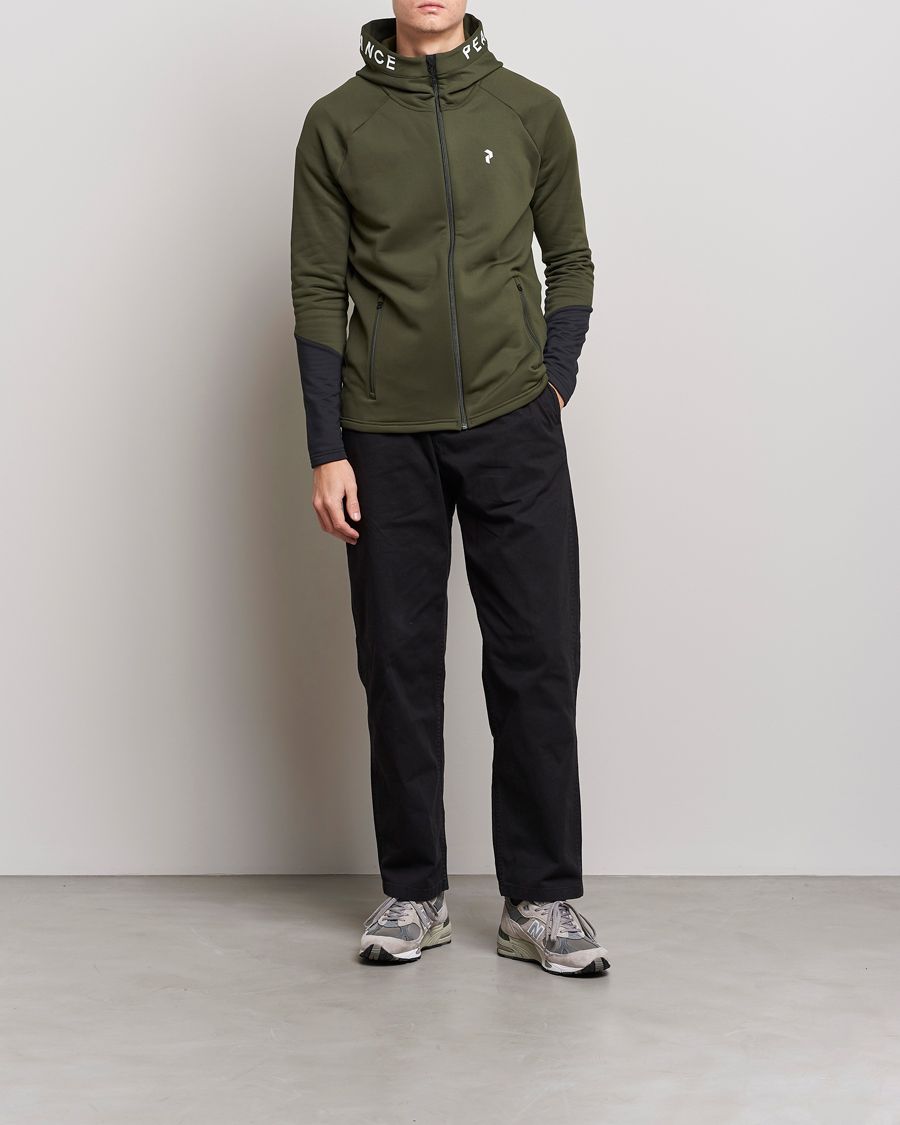 Homme | Pulls Et Tricots | Peak Performance | Rider Zip Fleece Hood Jacket Forest Night Black