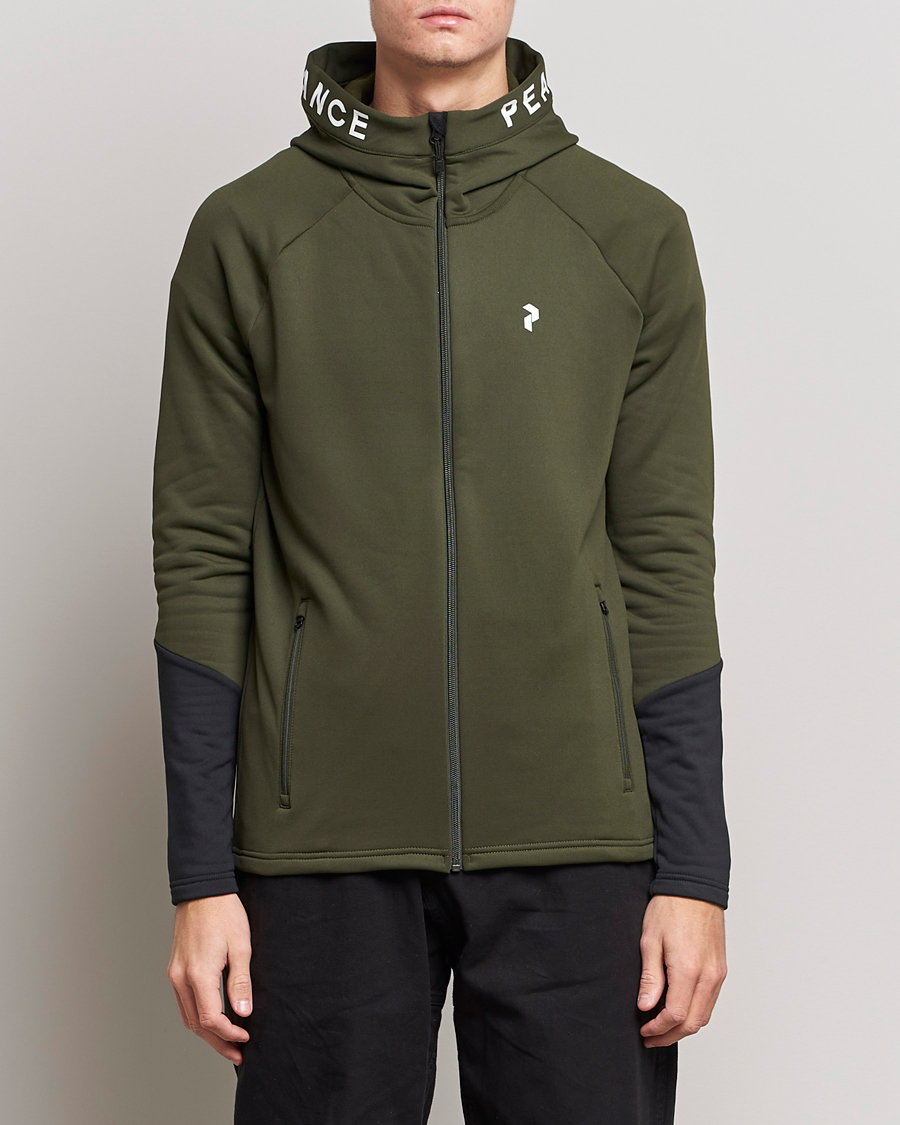 Homme | Pulls Et Tricots | Peak Performance | Rider Zip Fleece Hood Jacket Forest Night Black