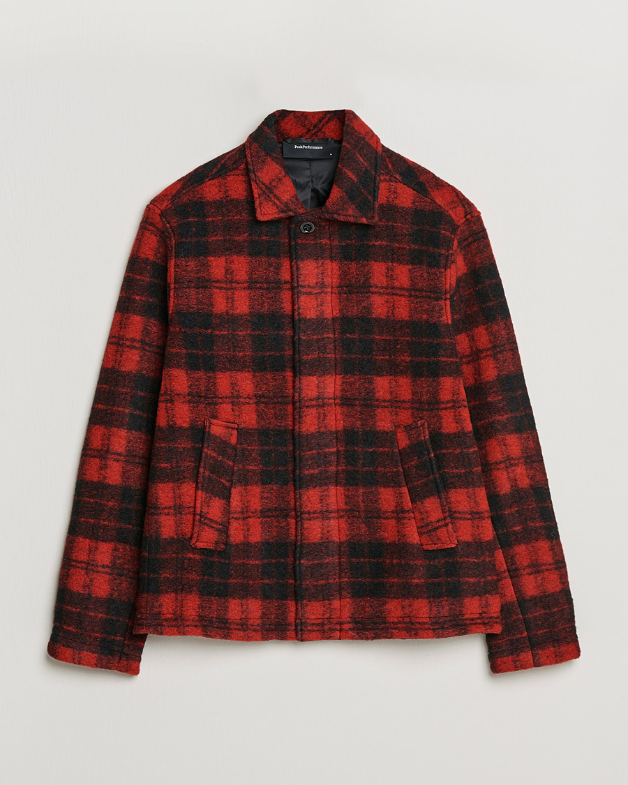 Homme | Chemises | Peak Performance | Wool Overshirt Checked Red