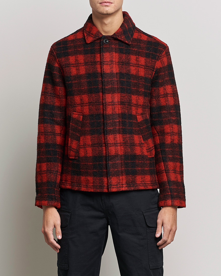 Homme | Chemises | Peak Performance | Wool Overshirt Checked Red