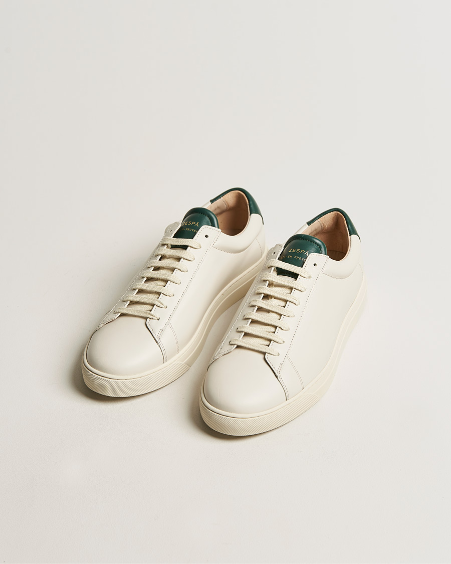 Homme | Zespà ZSP4 Nappa Leather Sneakers Off White/Vert Sombre | Zespà | ZSP4 Nappa Leather Sneakers Off White/Vert Sombre