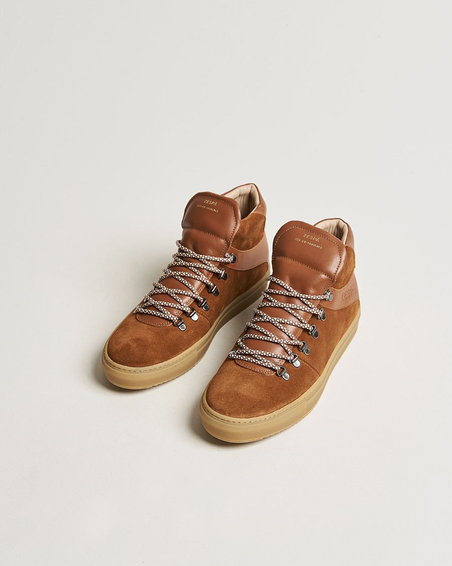 Homme | Zespà ZSP12 Alpine Hiker High Top Suede Sneakers Camel | Zespà | ZSP12 Alpine Hiker High Top Suede Sneakers Camel
