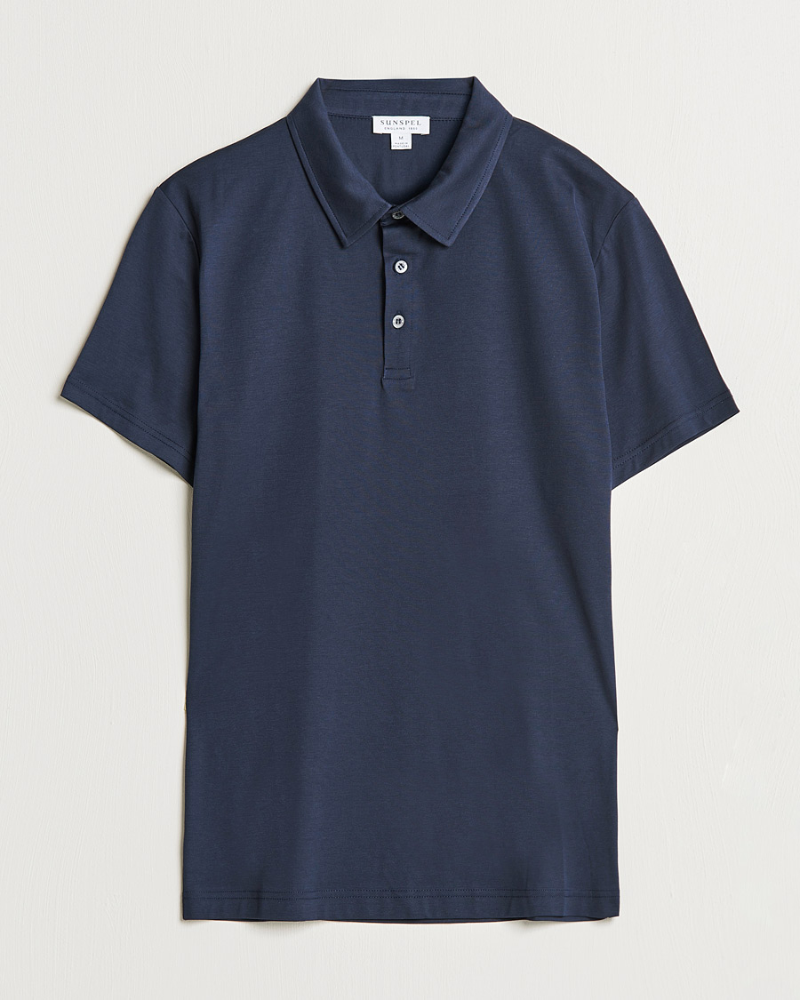 Homme | Polos | Sunspel | Cotton Jersey Polo Navy