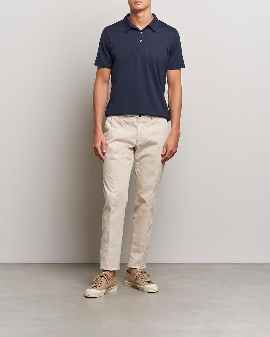 Homme | Polos | Sunspel | Cotton Jersey Polo Navy