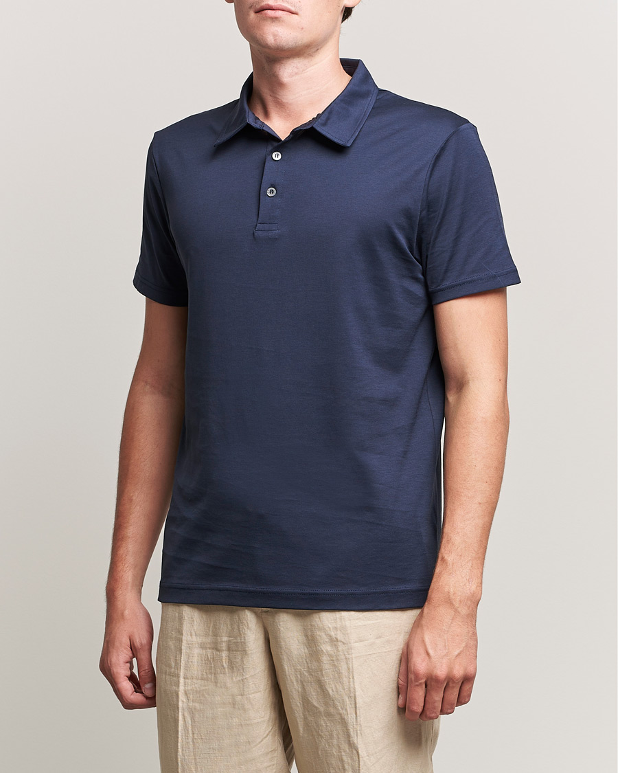 Homme | Polos À Manches Courtes | Sunspel | Cotton Jersey Polo Navy