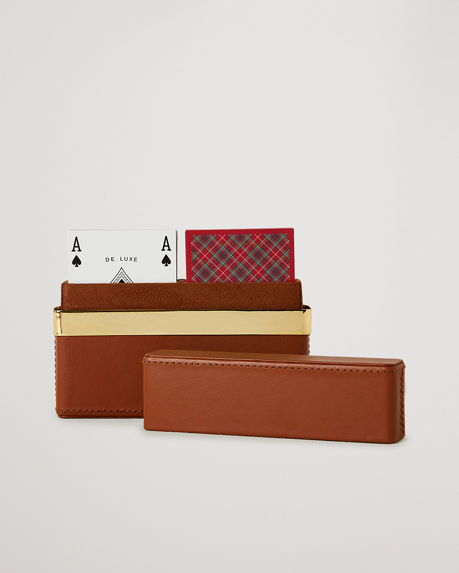 Homme | Pour La Maison | Ralph Lauren Home | Westover Leather Playing Cards Set Brown