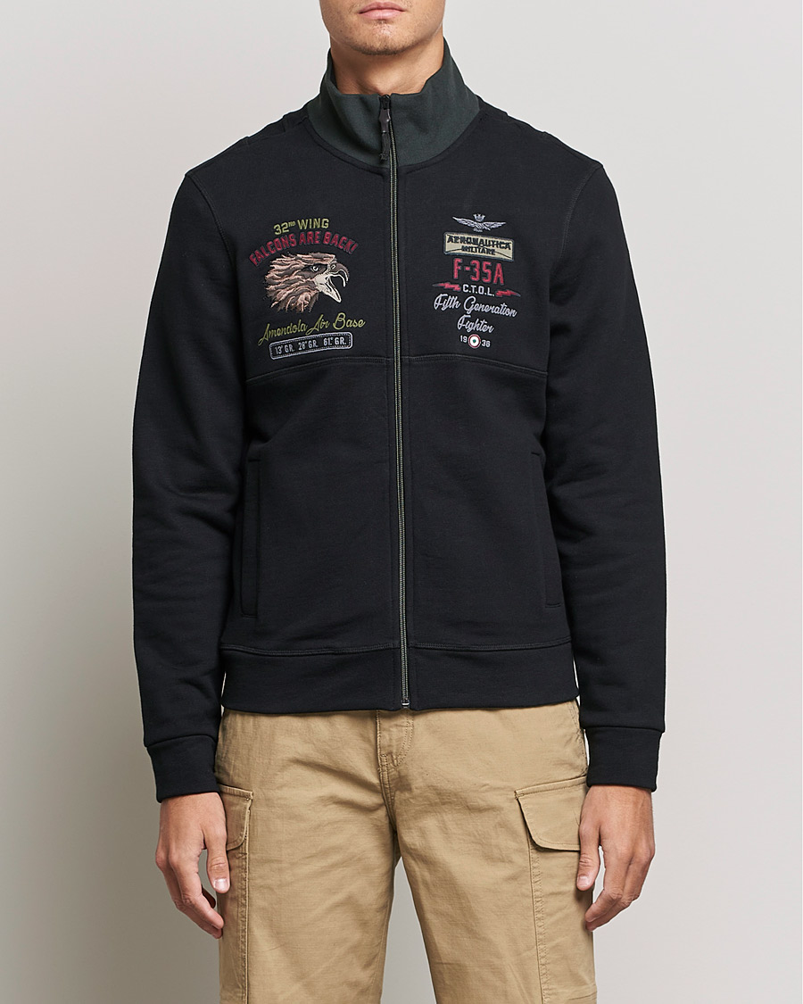 Homme | Pulls Et Tricots | Aeronautica Militare | Full Zip Sweatshirt Jet Black