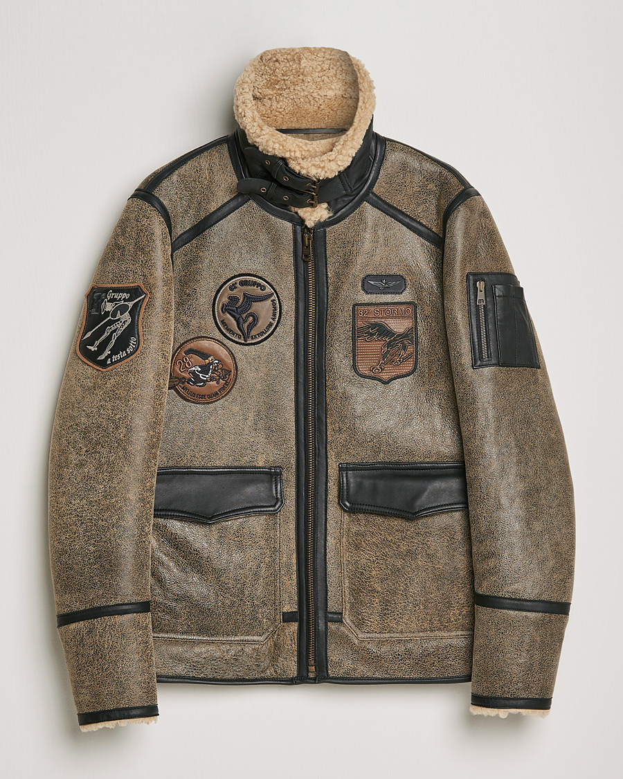 Homme | Manteaux Et Vestes | Aeronautica Militare | Aviator Patch Jacket Tabaco