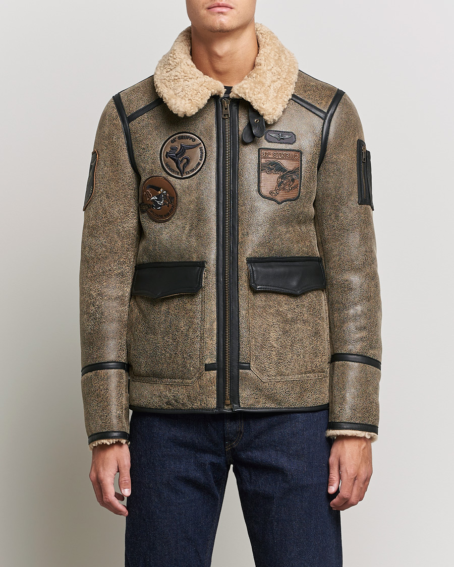 Homme | Manteaux Et Vestes | Aeronautica Militare | Aviator Patch Jacket Tabaco