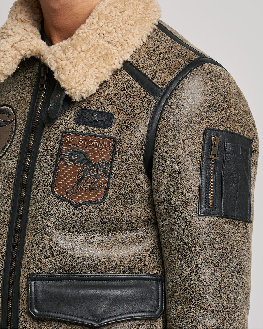 Homme | Manteaux Et Vestes | Aeronautica Militare | Aviator Patch Jacket Tabaco