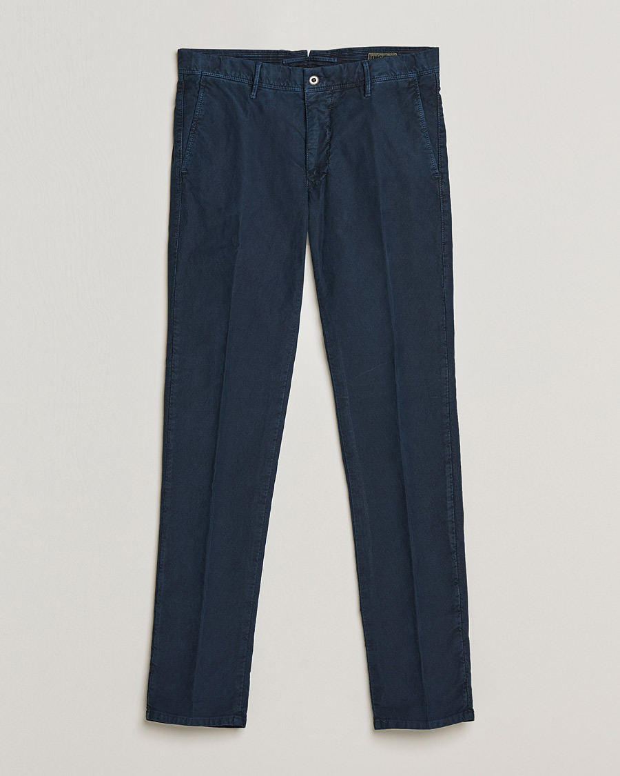 Homme | Pantalons | Incotex | Slim Fit Garment Dyed Slacks Navy