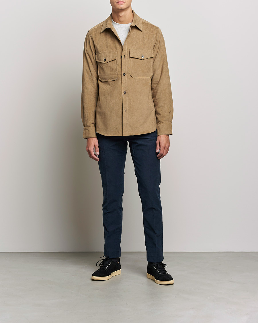 Homme | Pantalons | Incotex | Slim Fit Garment Dyed Slacks Navy