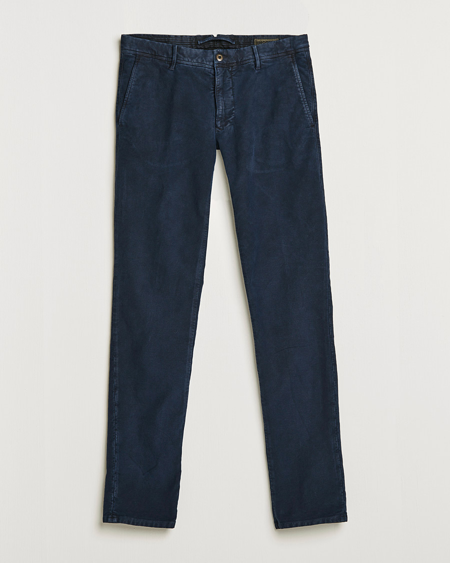 Homme | Pantalons | Incotex | Slim Fit Vintage Moleskine Slacks Dark Blue