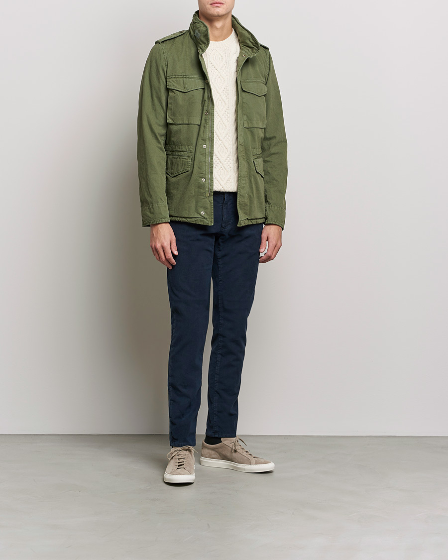 Homme | Pantalons | Incotex | Slim Fit Vintage Moleskine Slacks Dark Blue