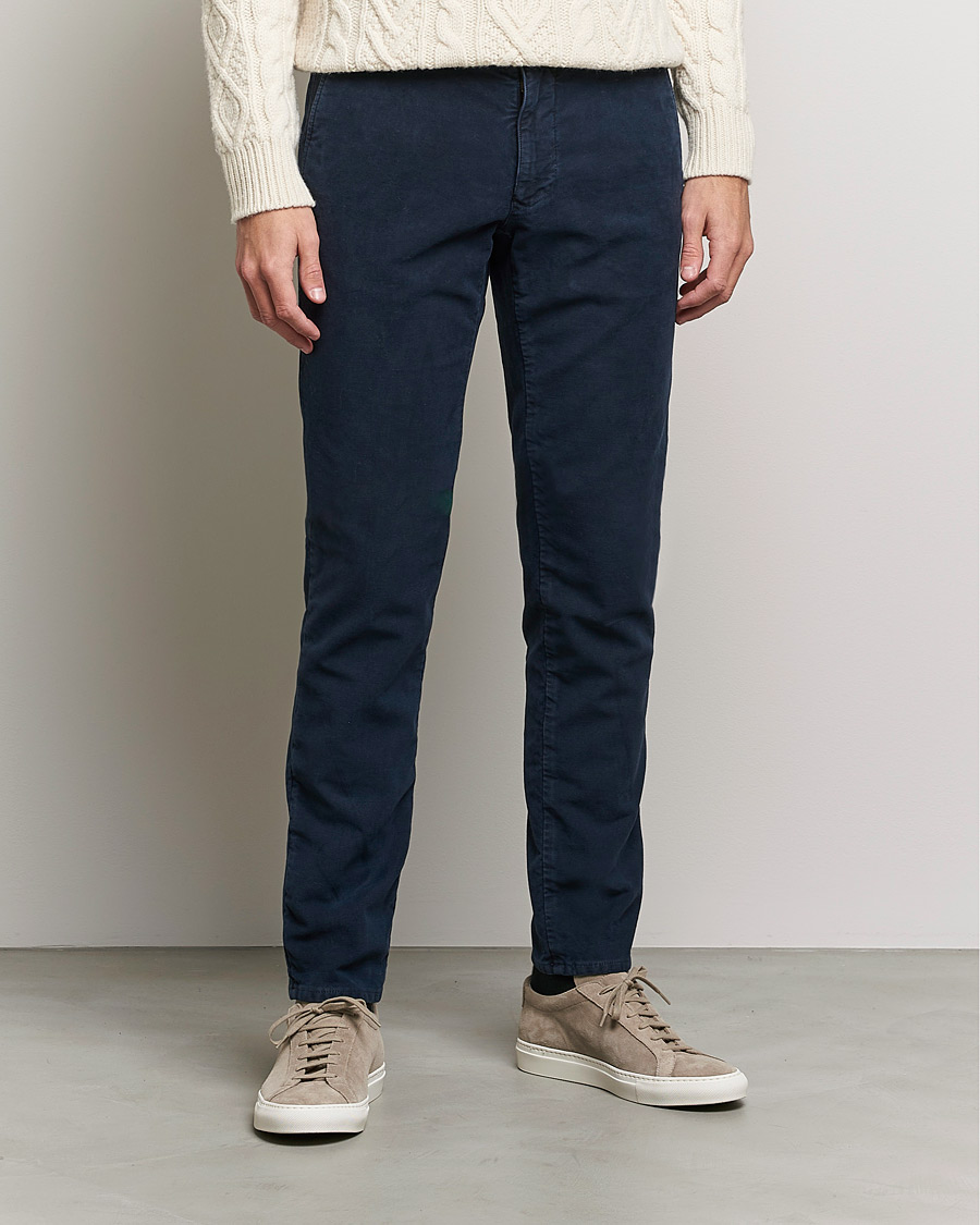 Homme | Pantalons | Incotex | Slim Fit Vintage Moleskine Slacks Dark Blue