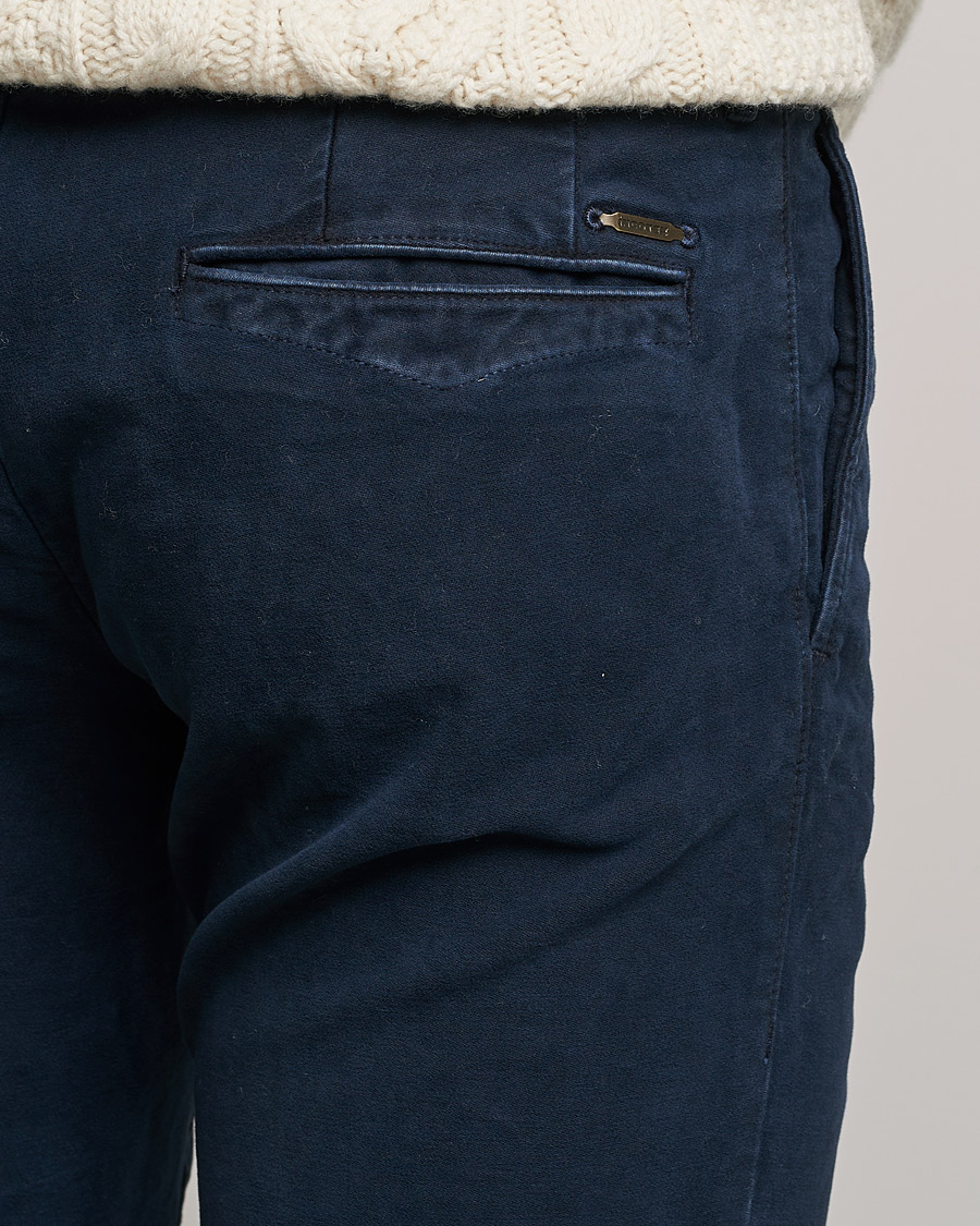 Homme | Pantalons | Incotex | Slim Fit Vintage Moleskine Slacks Dark Blue