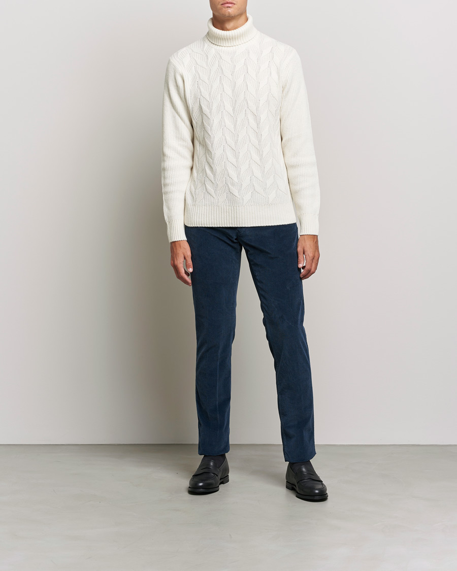 Homme | Pantalons | Incotex | Slim Fit Leisure Cord Slacks Dark Blue