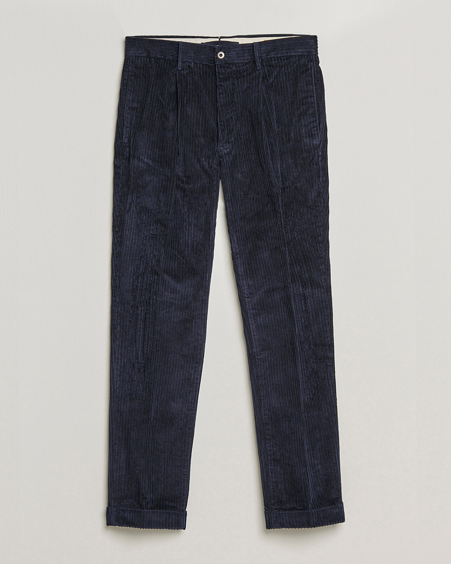 Homme | Pantalons | Incotex | Regular Fit Heavy Cord Slacks Navy